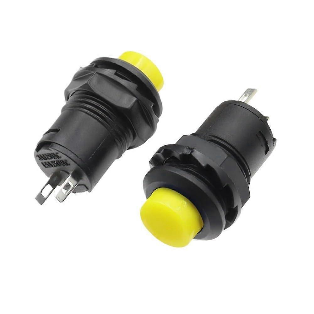 12mm Yellow Push Button Switch DS428 SelfLocking ON OFF Control 3A 125VAC 1PC