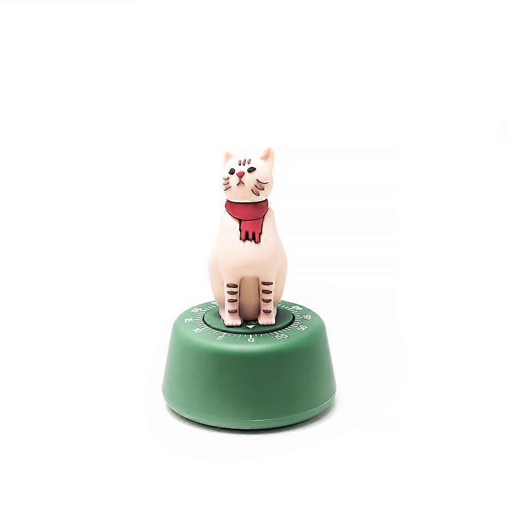 Cat-shaped mechanical kitchen timer (yellow)