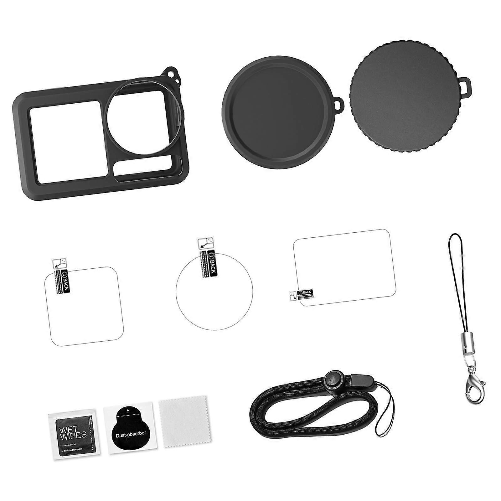Action Camera Protective Case Set with Shockproof Silicone Cover and Lens Cap for Outdoor Use