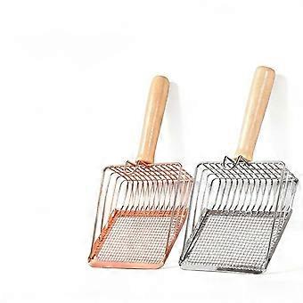Stainless Steel Cats Litter Scoop with Wood Handle - Easy Clean Design for Small Dogs/Cats (Anti-Rust, Ergonomic Grip)