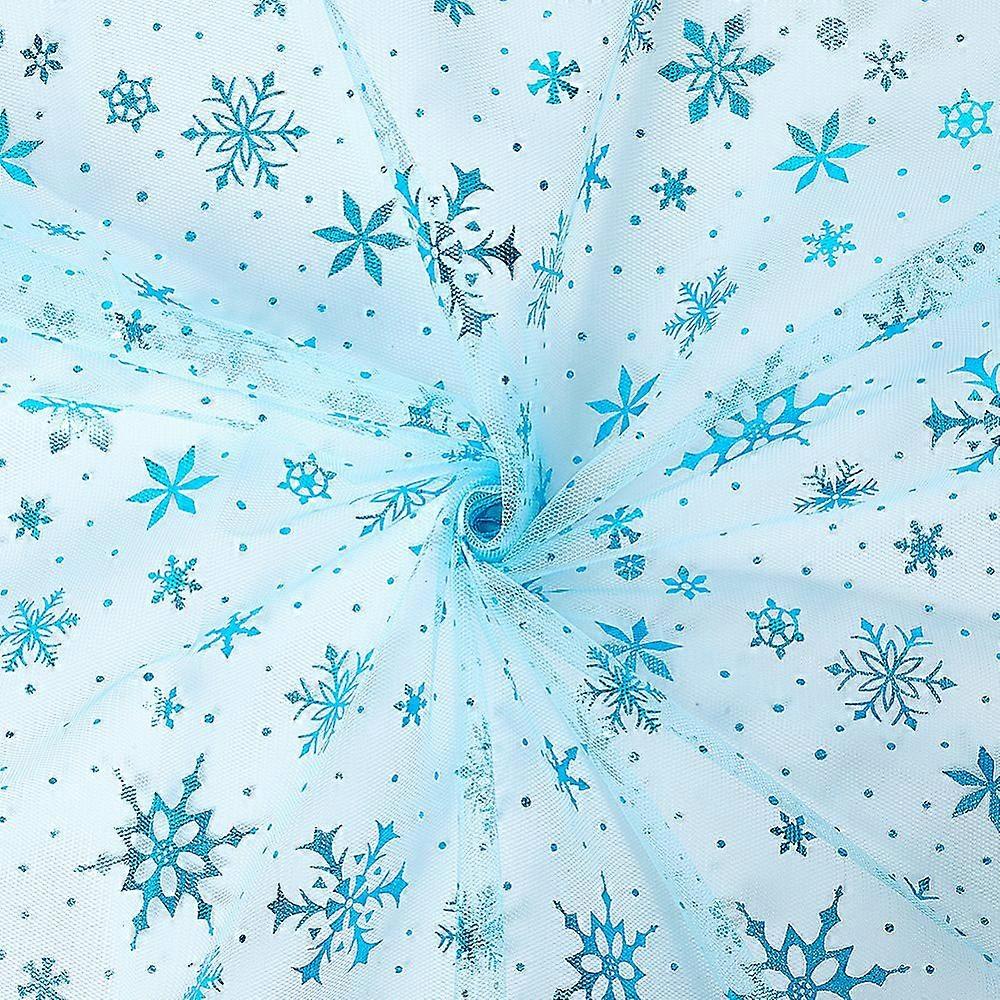 Polyester Fabric for Photography Props Clothing Accessories Snowflake Pattern Light Blue 170cm