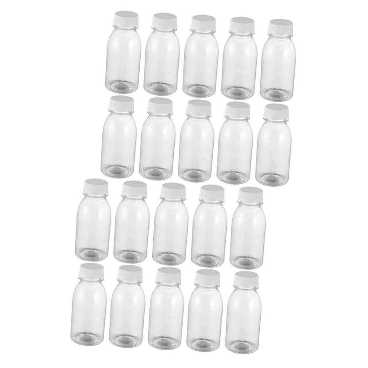 20pcs Empty Plastic Juice Bottles with LeakProof Cap, Reusable Flat Bottom Drink Containers for Bulk
