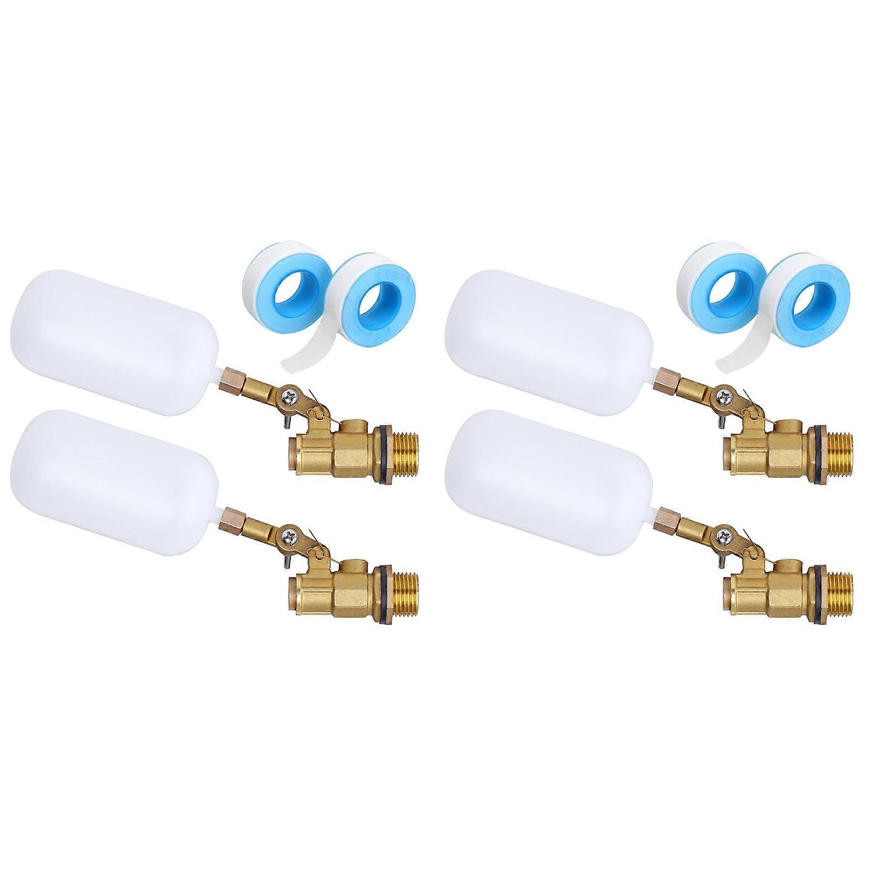 4 Pack Water Float Valve 1/2 Inch, Brass Float Ball Float with Adjustable Arm, Automatic Fill and Control Water Level
