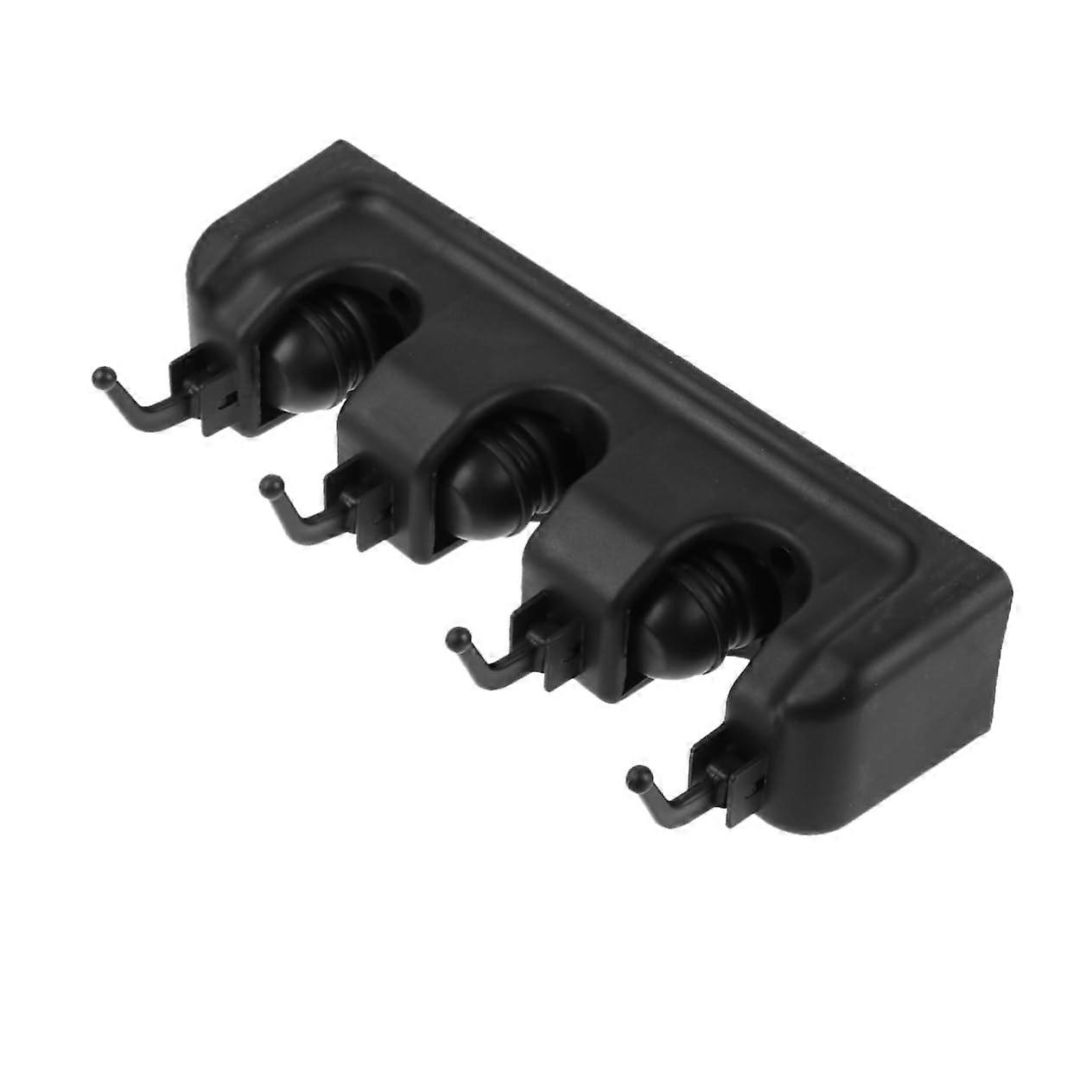 Mop and Broom Holder Wall Mounted Organizer 3 Slots 4 Hooks Black Plastic Space Saving Rack