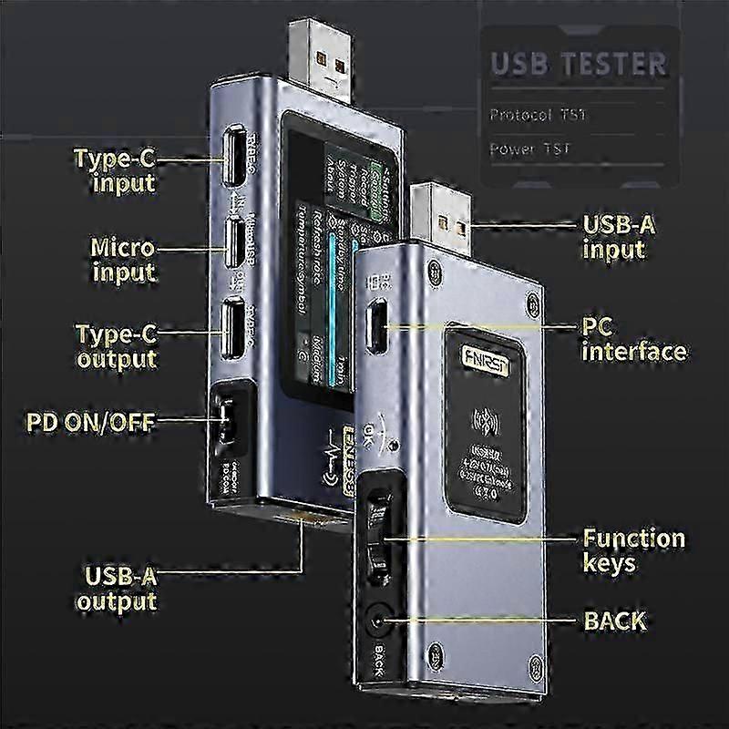 FNB58 USB Digital Voltage Current Measuring Instrument Type-C Multi-Function Fast Charging Tester jn