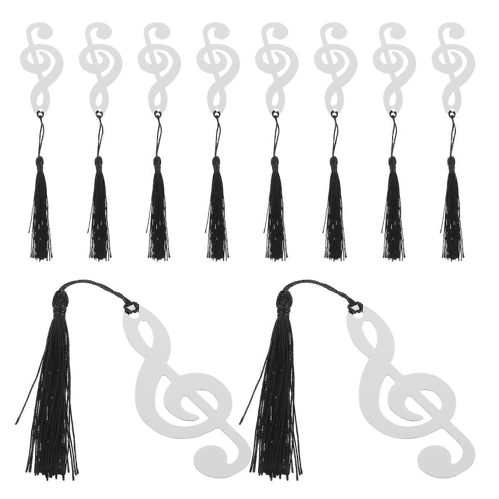 Metal Bookmarks Musical Note Bookmark for 10Pcs Silver