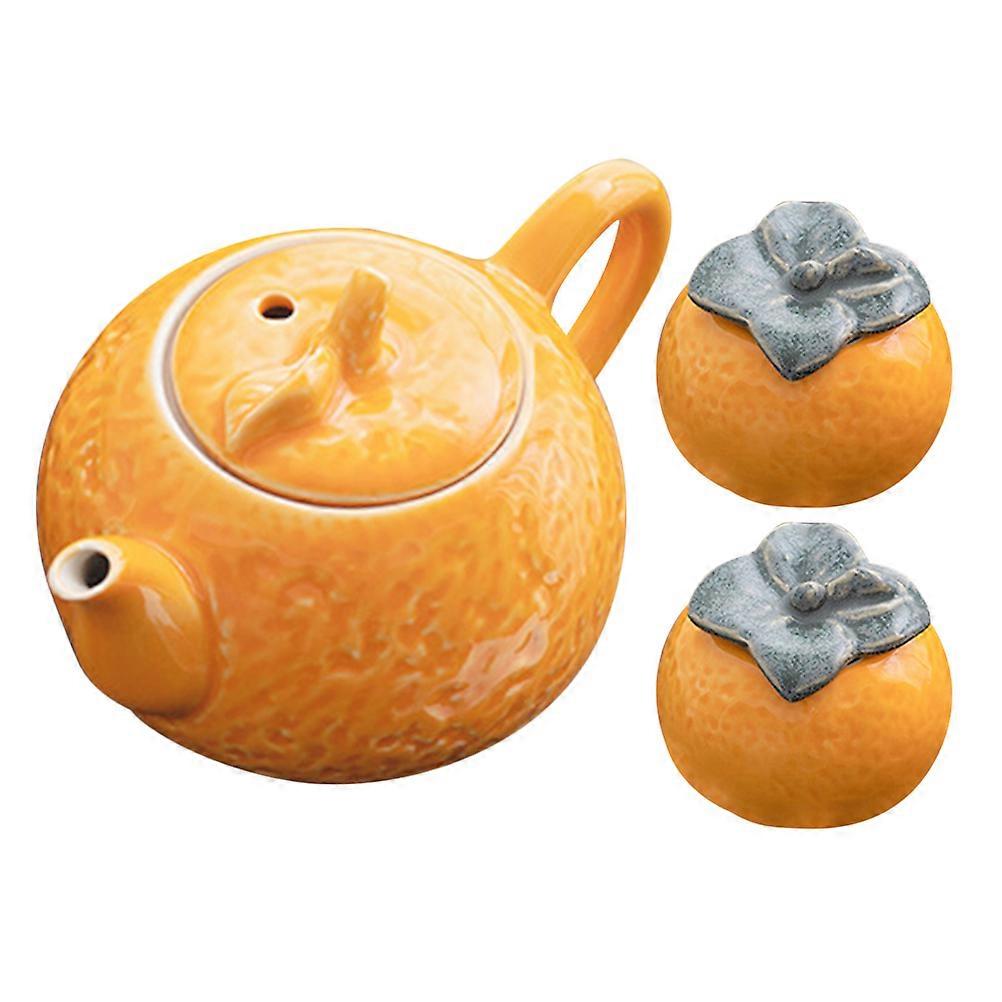 Unique Teapots Orange Shaped Teapot Home Use Ceramic Tea 1Set