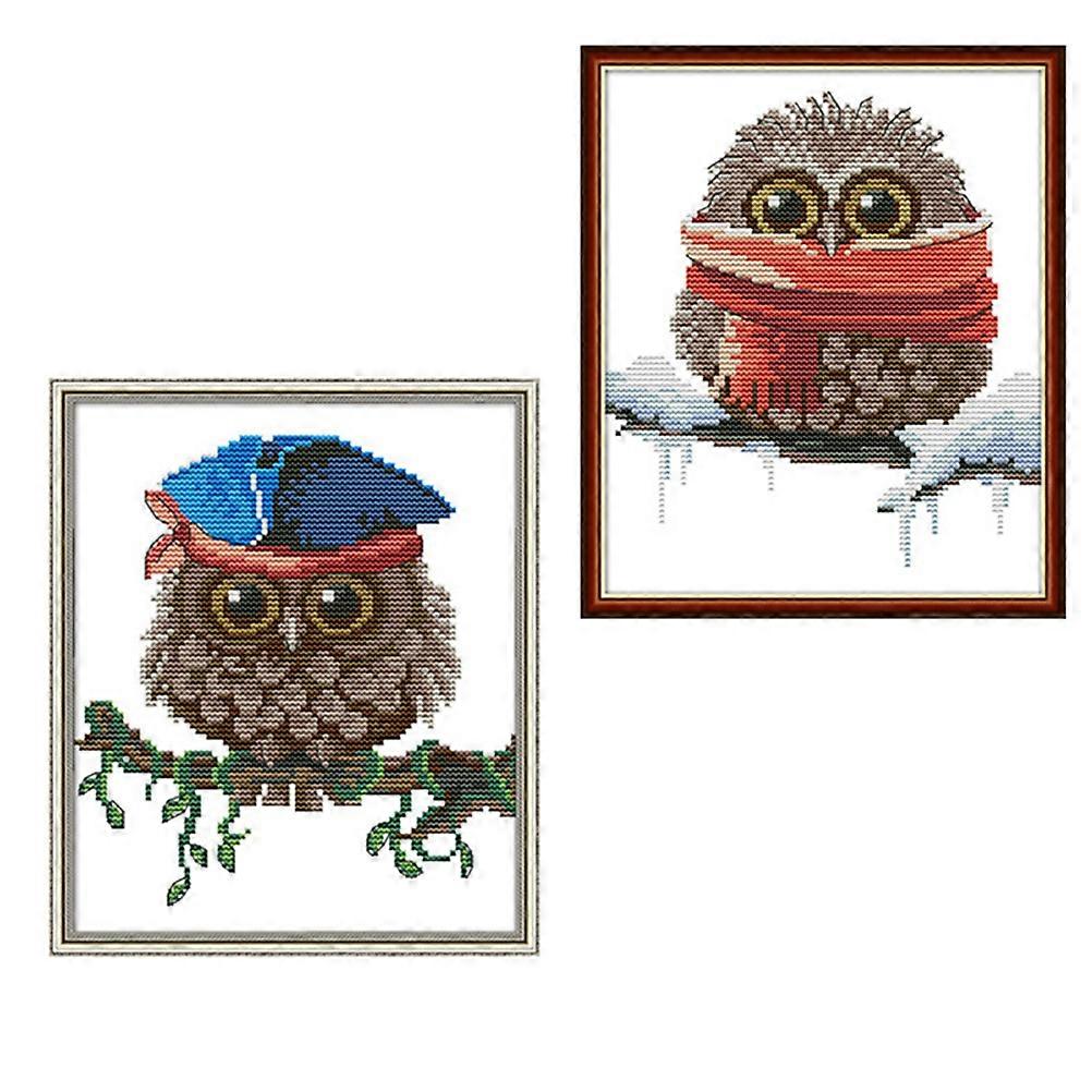 DIY Embroidery Owl Cross-Stitching Pattern for Decoration 2Sets