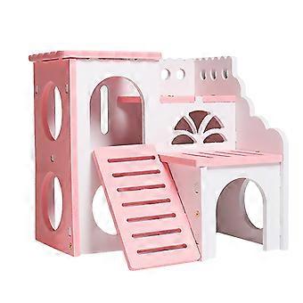 Hamsterhaus Doppelstockvilla zum Schlafen und Nestern 3-teilig Rosa Haustierhaus