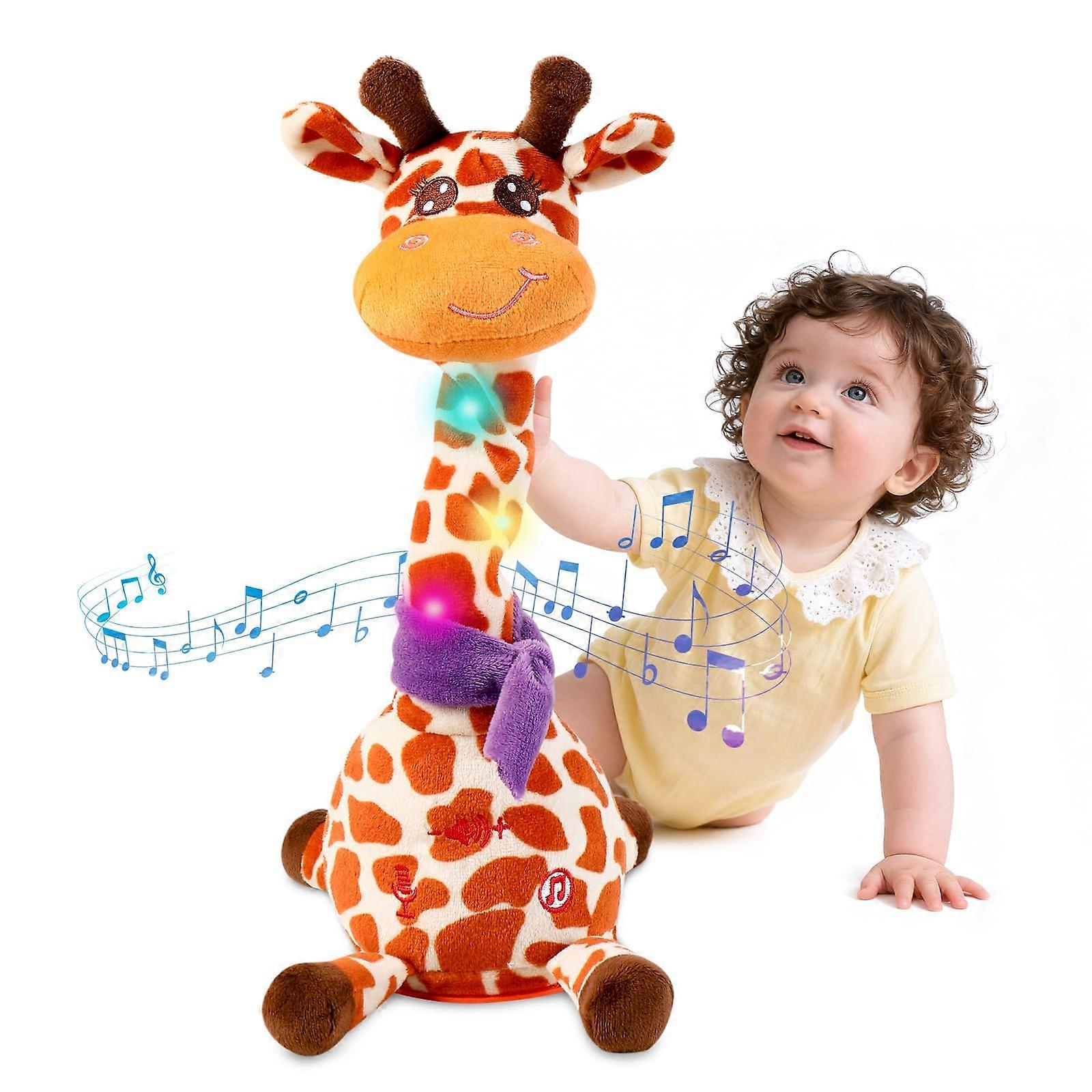 Talking Dancing Giraffe Plush Toy with Repeat Function, Glowing Neck, Singing Gift for Toddlers