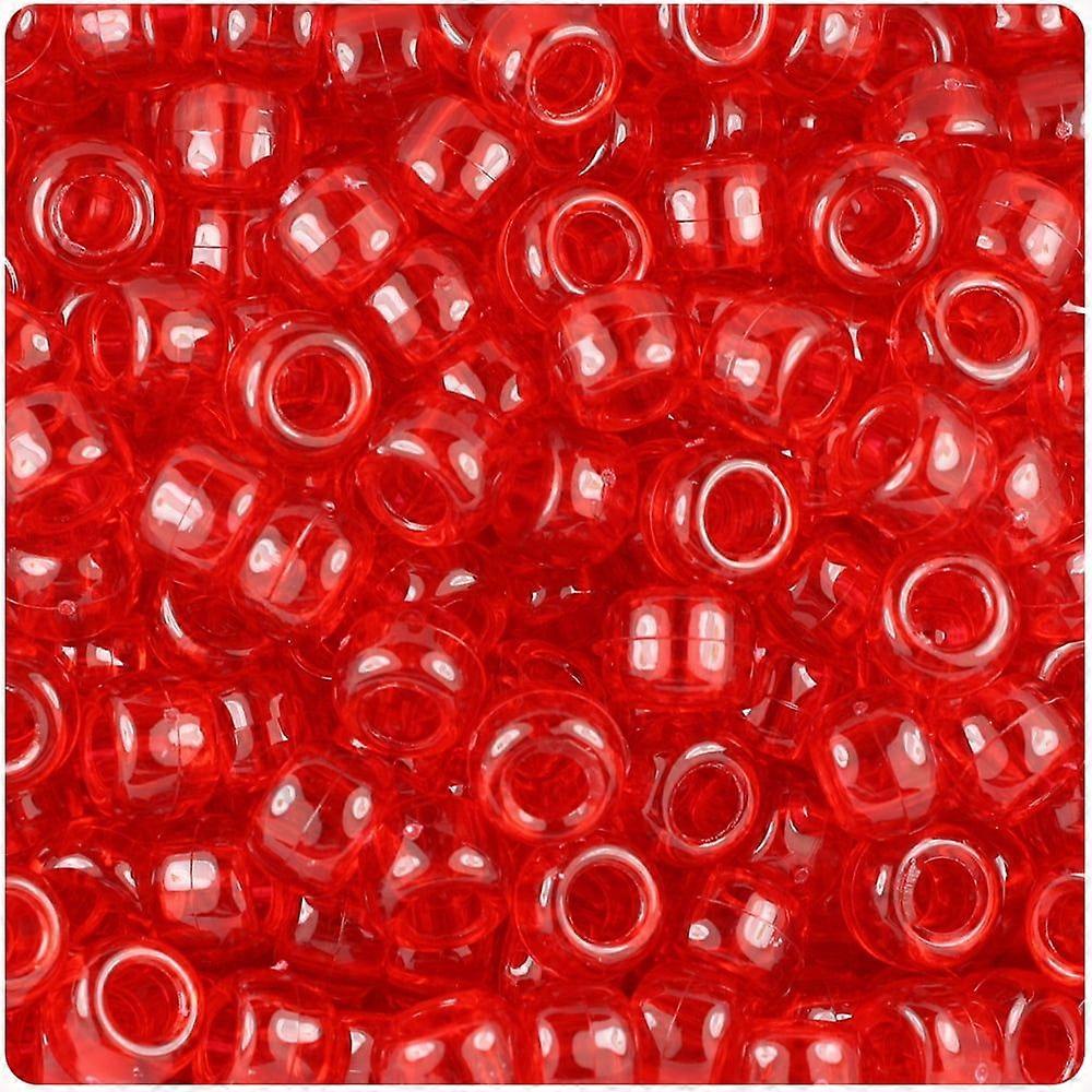 Ruby Transparente 9mm Barrel Pony Beads (500 Stück)