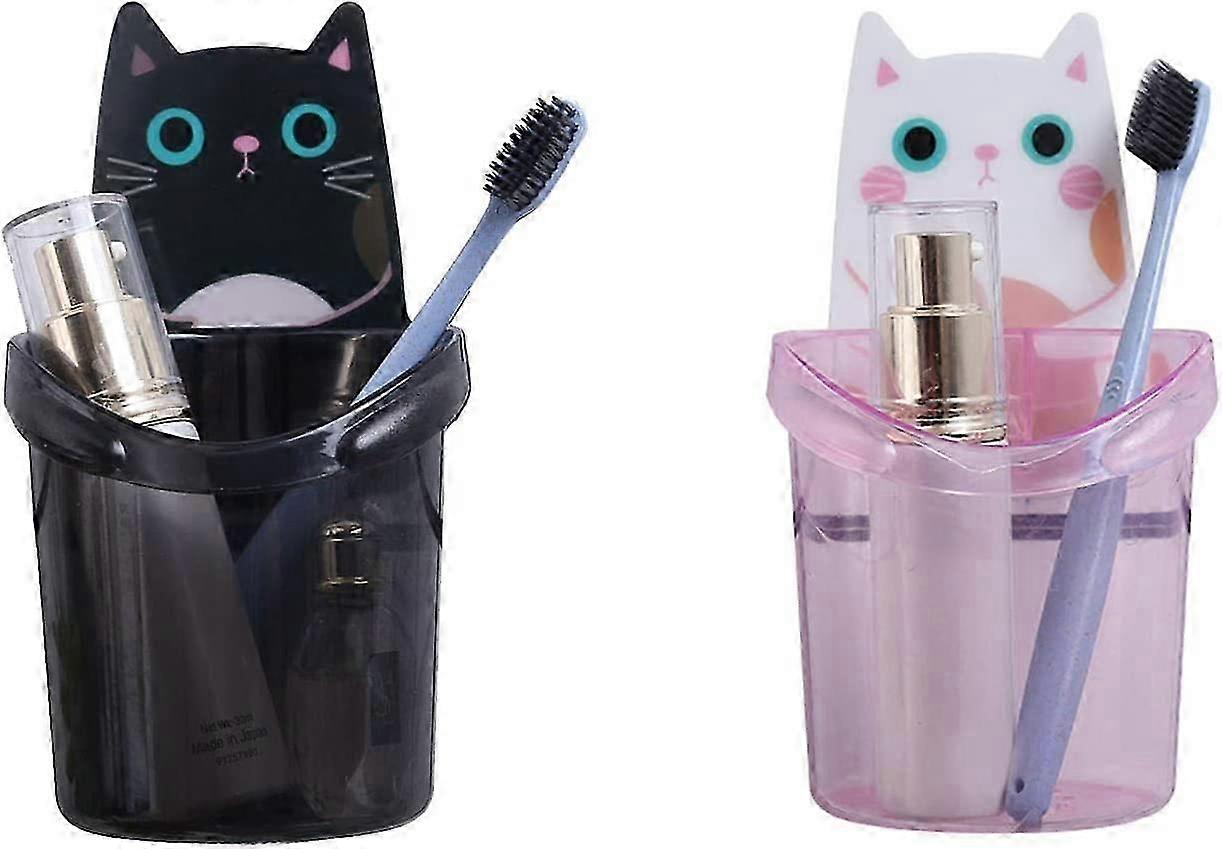 Cartoon Cat Shape Toothbrush Holder Storage Rack (2Pcs)