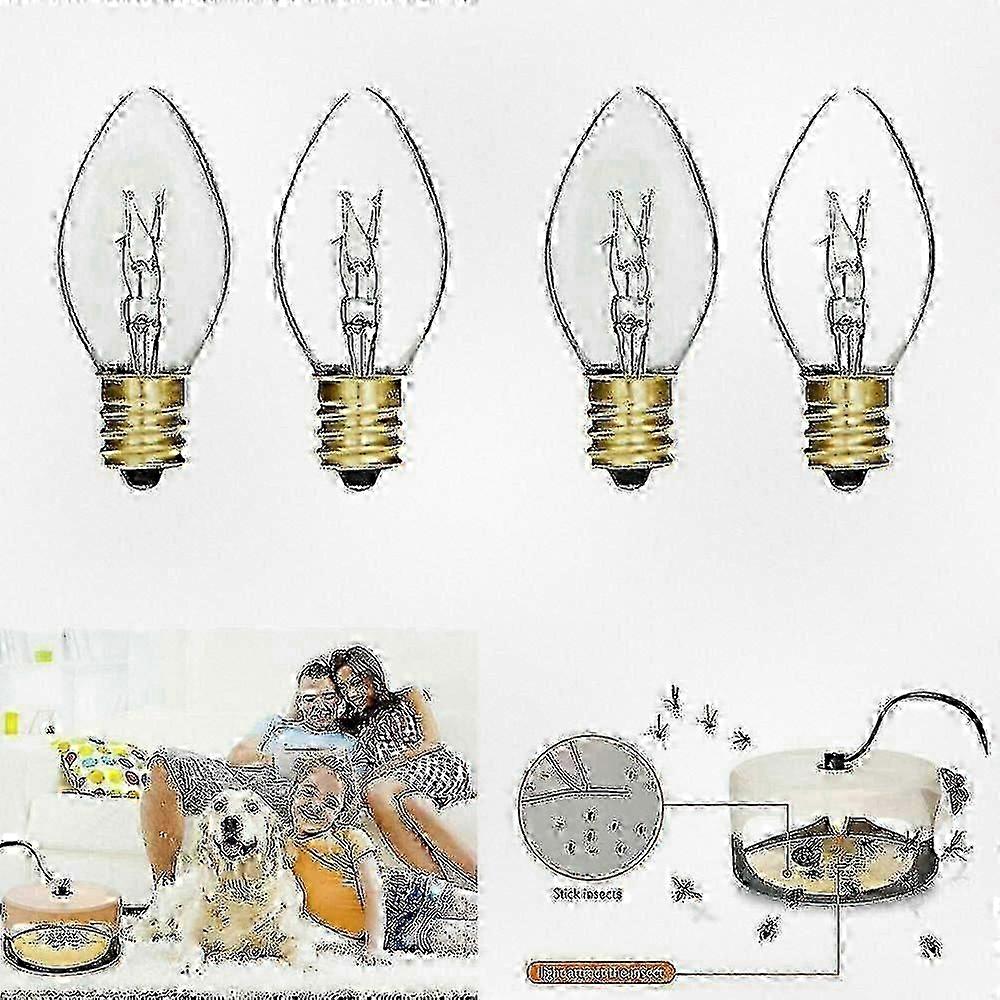 4pcs E12 7w Replacement Light Bulbs Suitable for Sticky Dome Flea Trap Killer