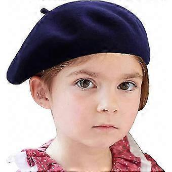 Boina de lã de cor sólida para crianças, unissex, estilo pintor, para meninas e meninos.