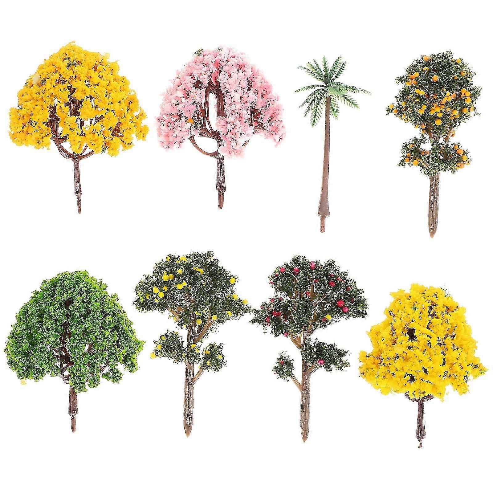 Scenery Model Tree Micro Landscape Trees for Decoration 8Pcs Plastic Model