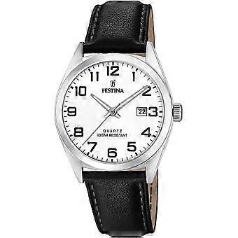 Festina Svart Äkta Läder Eller Läderimitation F20446/1 Herrklocka