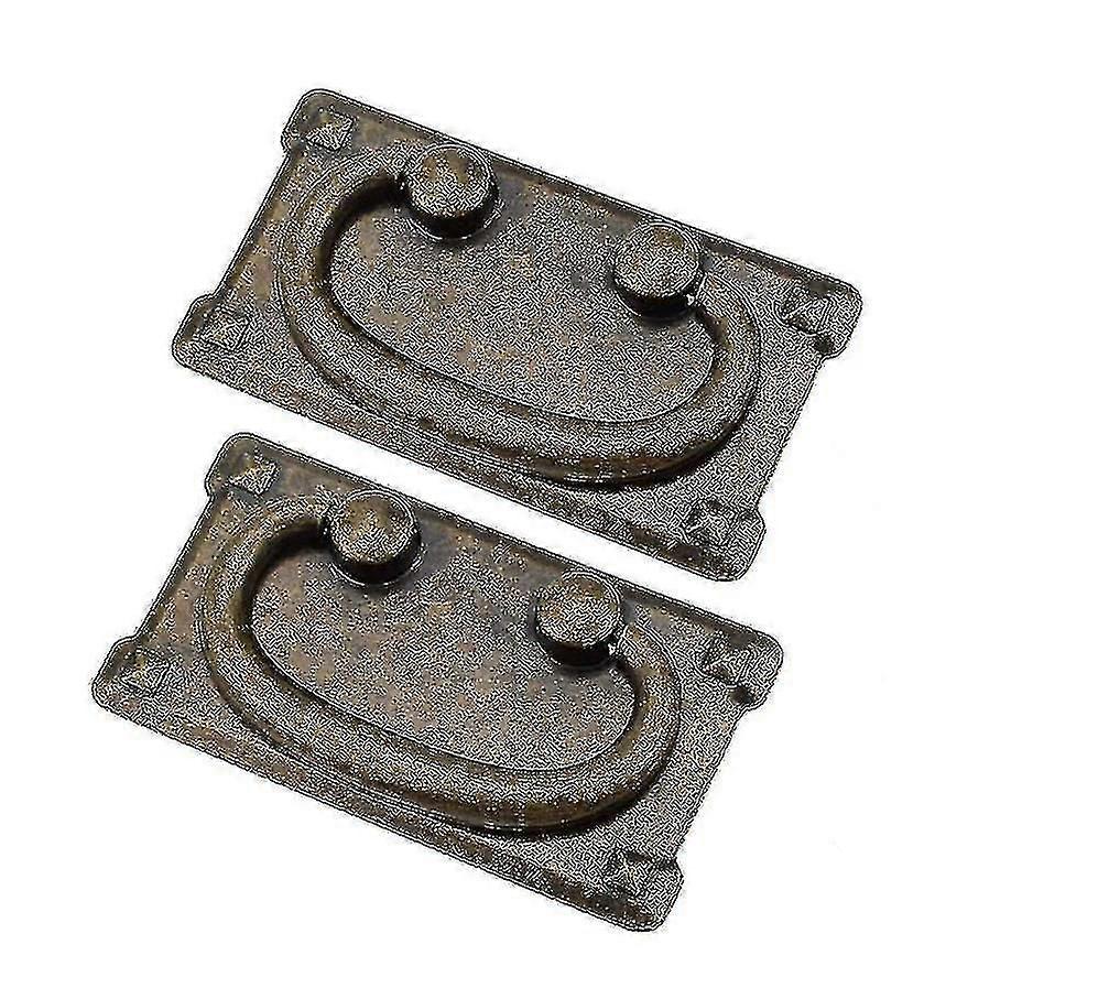 2 Classic Drawer Pulls, With Screws, Vintage Antique Bronze Drawer Ring Pulls, Rectangular Decoratio