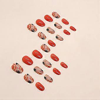 SeraphinaT Oval Short Press on Nails Orange French Tips Fake Nails Fresh Fruit
