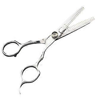 Barber's Shears Silver Double Teeth Hair Scissors for Hair Cutting 6Inch