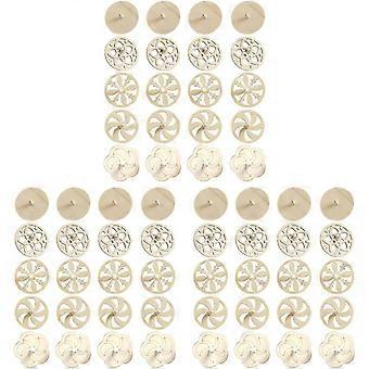 60 Pcs Unfinished Wooden Spinning Tops for Kids - DIY Paintable Gyroscopes with 5 Different Shapes, Detachable Design for Easy Coloring, Ideal Family 