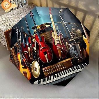 1PC electric guitar Umbrella Portable Folding Umbrella Iron Frame Hole Bone Structure Outdoor Home Umbrella A13