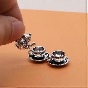 3 st 1:12 dockhus miniatyr tekanna kopp tallrik leksak metall teservis tillbehör