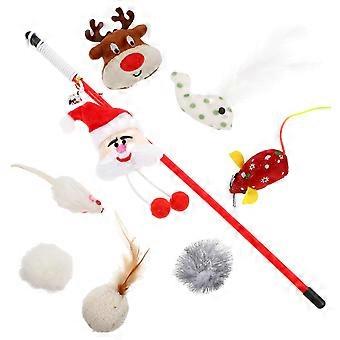 8PCS Christmas Cat Stocking Cat Erting Toy Set Christmas Pet Interaktive leker