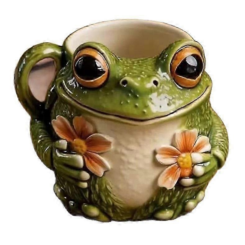 Frog Flower Mug Cute and Cute Frog Flower Pattern Mug