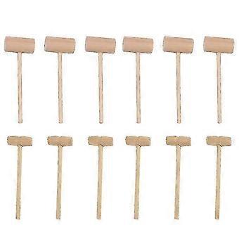12-Piece Mini Wooden Hammer Toy Set for Children - Small Mallets for Play and Cake Making