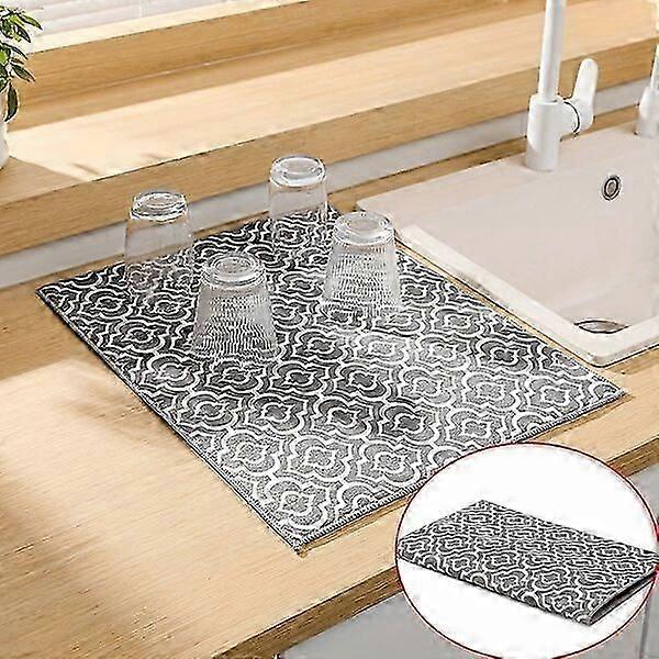 Microfiber Drying Mat Heat Resistant and Absorbent Double Sided Design Kitchen Counter Mat
