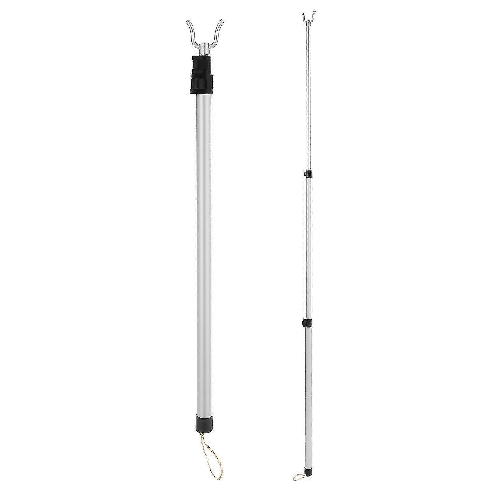 Retractable Clothesline Pole Clothes Drying Pole for 4Pcs Silver Home Use