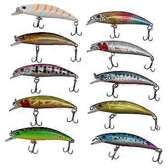 10 stuks CS Lot Lase Lure Interne Kleuring Minnow Drijvende Vislokken Baars Crankbait 6cm