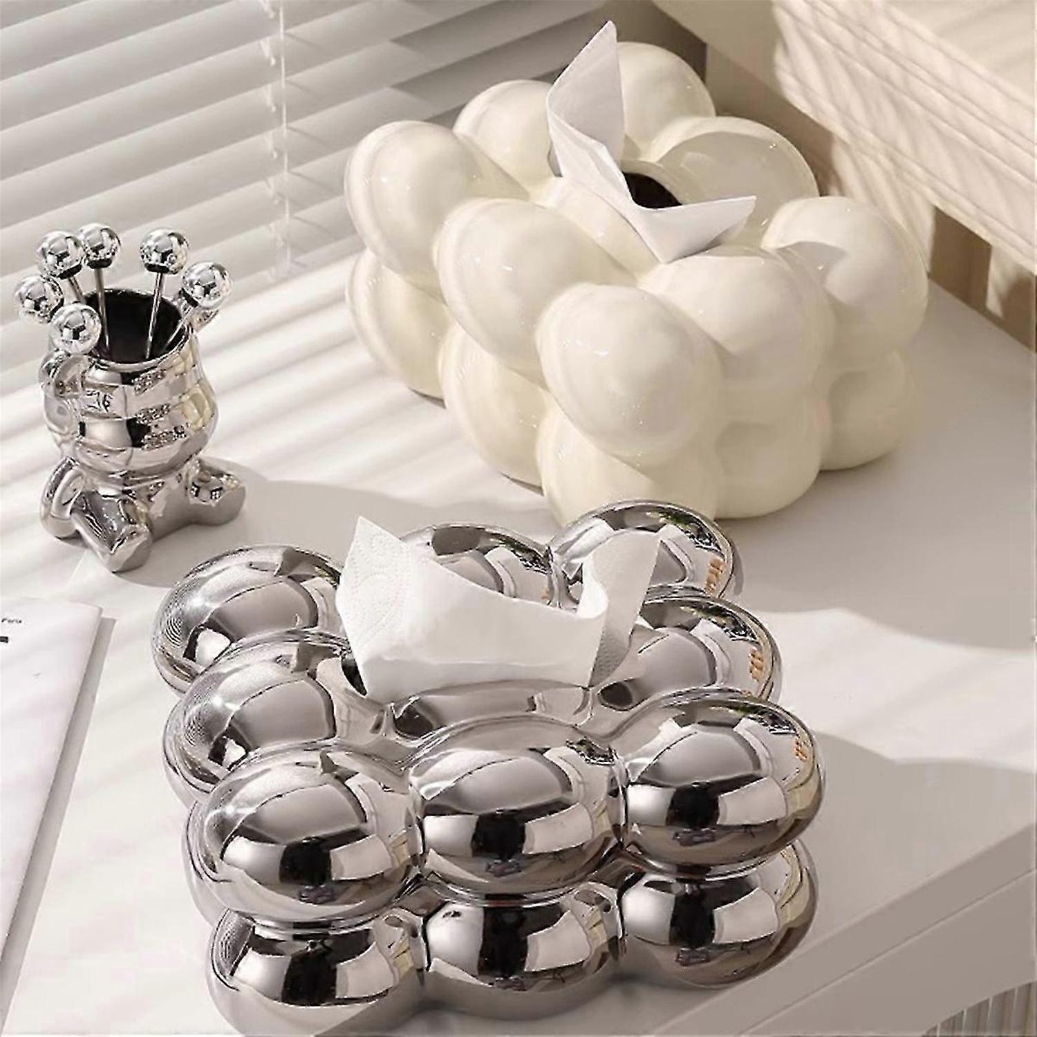 Bubble Design Tissue Box Holder Dispenser for Bathroom Dining Table-E