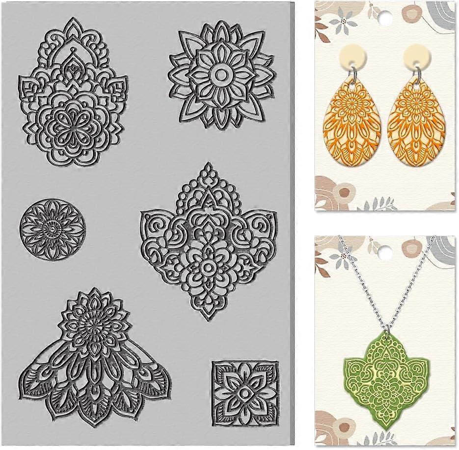 Mandala Polymer Clay Texture Sheets Flowers Mat Rubber Clay Texture Mat Clay Modeling Pattern Pad Texture Sheets