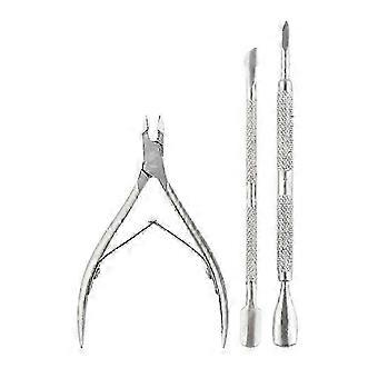 Stainless Steel 3-Piece Nail Care Set, Cuticle Clipper & Pusher, Manicure Pedicure Kit for Home Travel