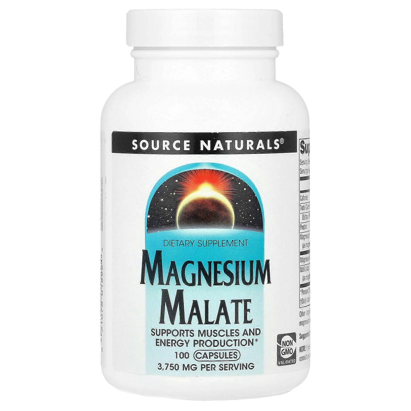 3 x Source Naturals, Magnesium Malate, 100 Capsules