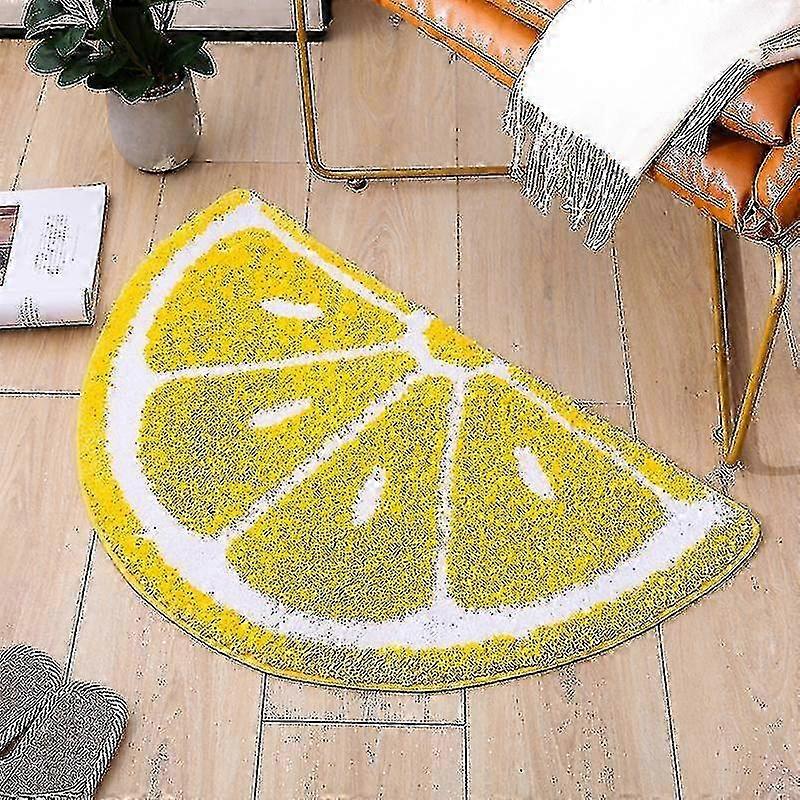 Half Round Microfiber Soft Lemon Shape Bathroom Rugs,40cmx60cm