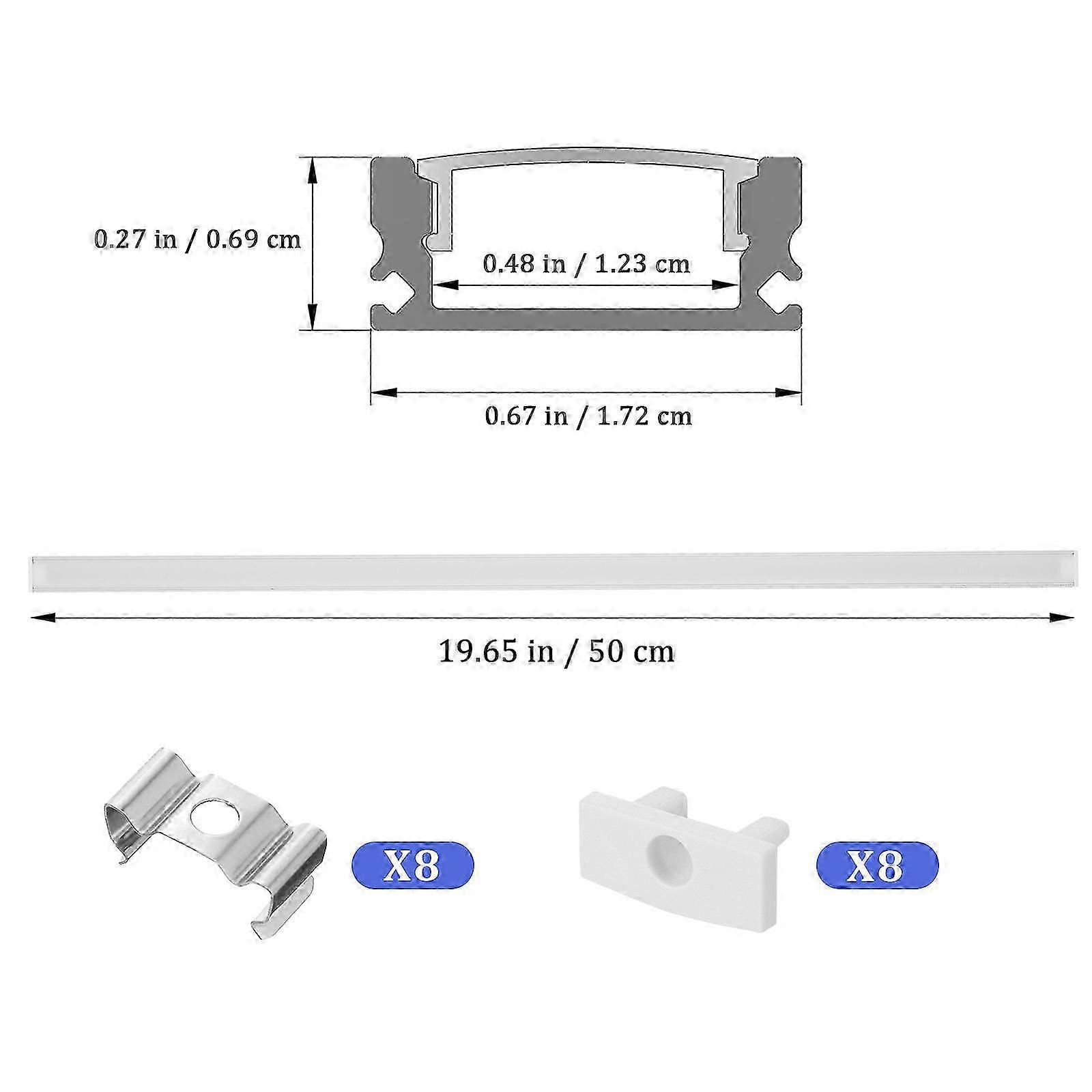 4 Sets LED Channel System Silver U-Shape LED Diffuser with Milky White Cover