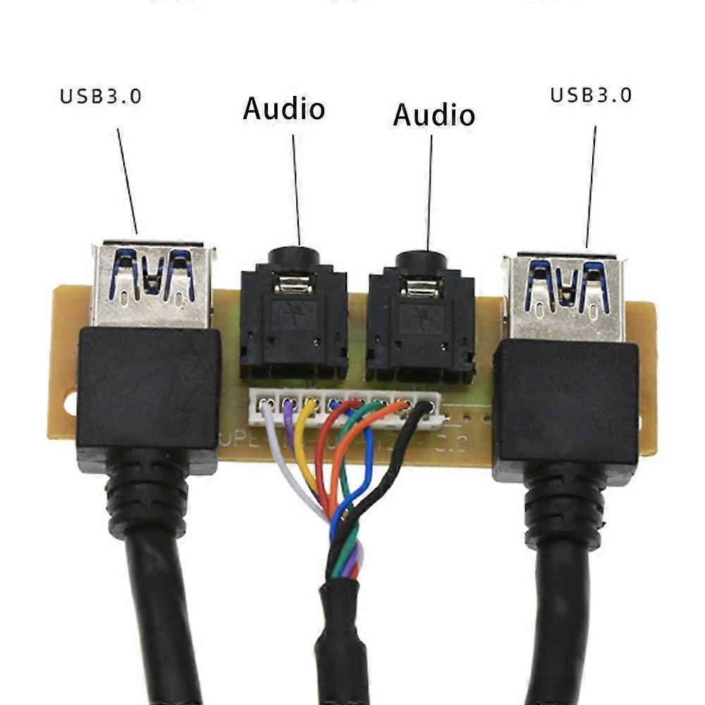USB 3.0 Front Panel with HD Audio Ports, 600mm Cable, DIY PC Case Front I/O Module for Computer Chassis
