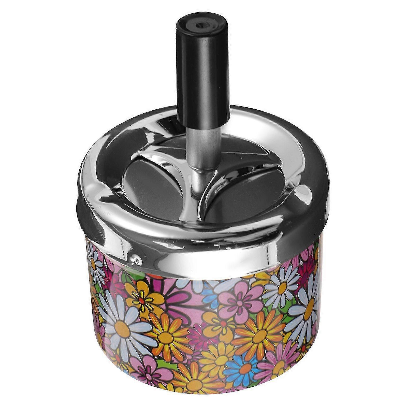 Compact Rotating Metal Ashtray For Patios