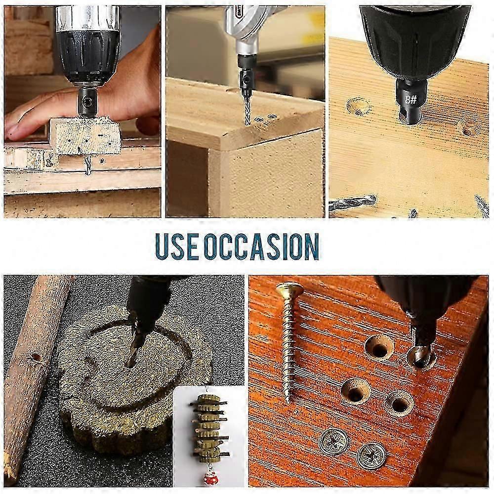Interchangeable 5-Piece Countersink Bit Set with Hex Key for Woodworking