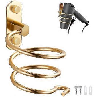 Wall-Mounted Aluminum Hair Dryer Holder with Cable Bracket Organizer