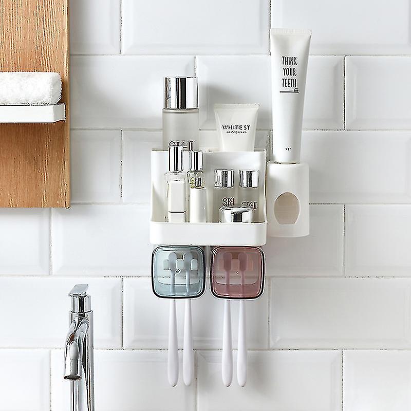 Pxcl Bathroom Support, Family Of 2 With Toothbrush And Toothpaste, With Toothpaste Squeezer