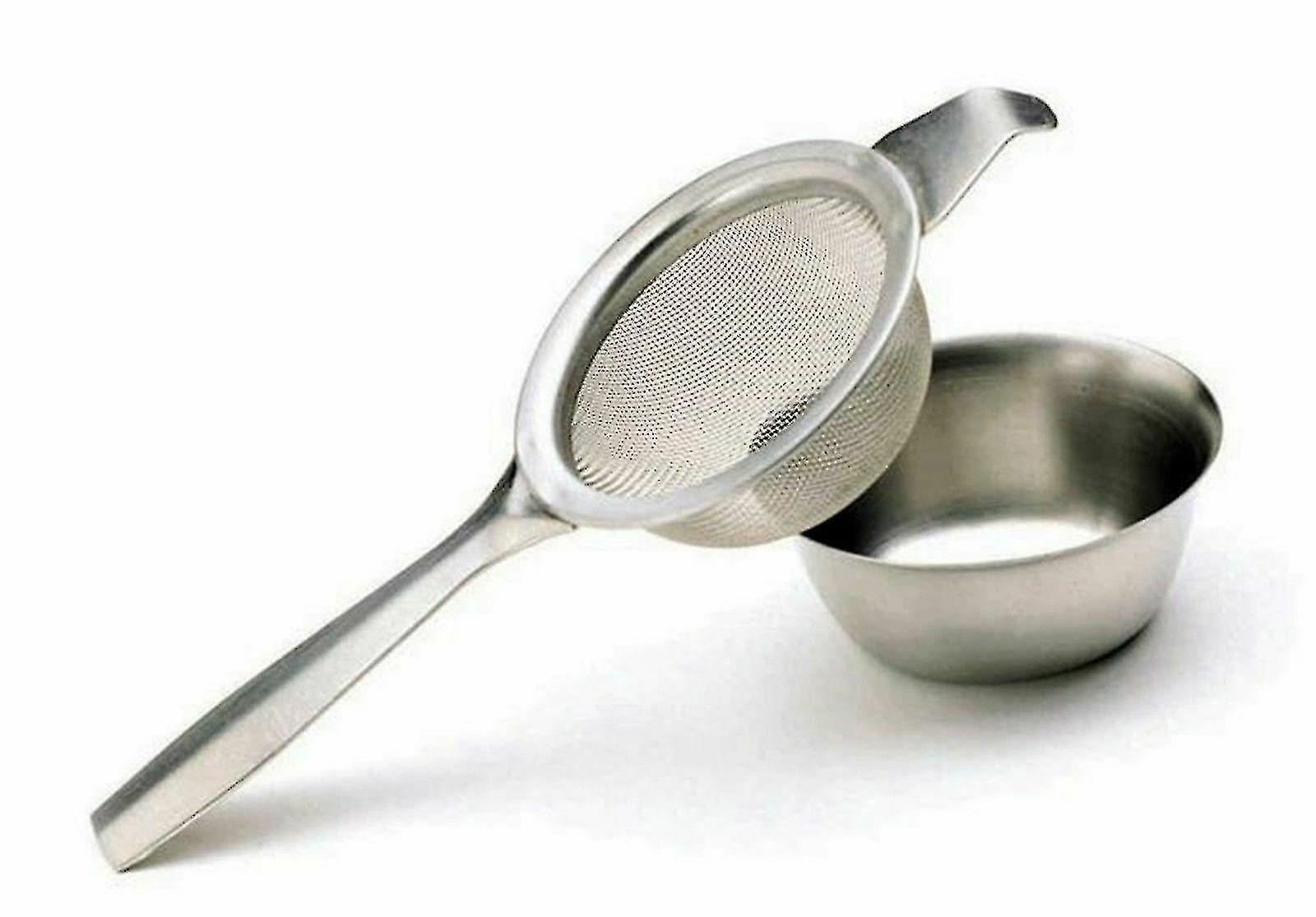 Stainless Steel Tea Strainer Genware With Base Retro Sifter