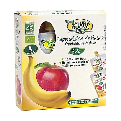 Multipack of Purée of 4 Organic Apple and Banana Doypack 100 g (Fruits - Banana - Apple)