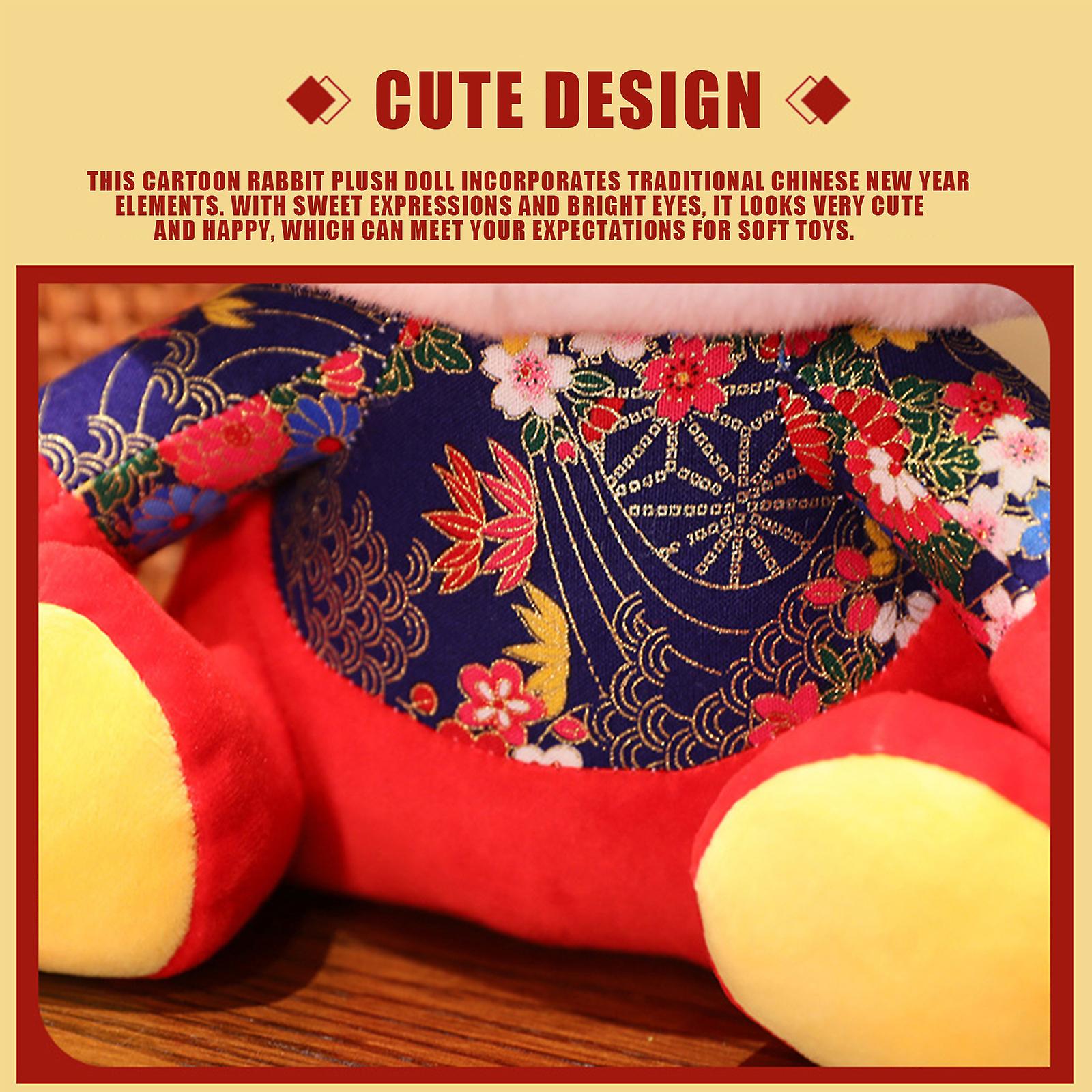 Lucky Rabbit Plush - Chinese New Year Mascot Rabbit Doll Pendant - 2023 Chinese New Year Bunny Toy Stuffed Zodiac Decoration For Spring Festival Christmas Souvenir Gift-431632