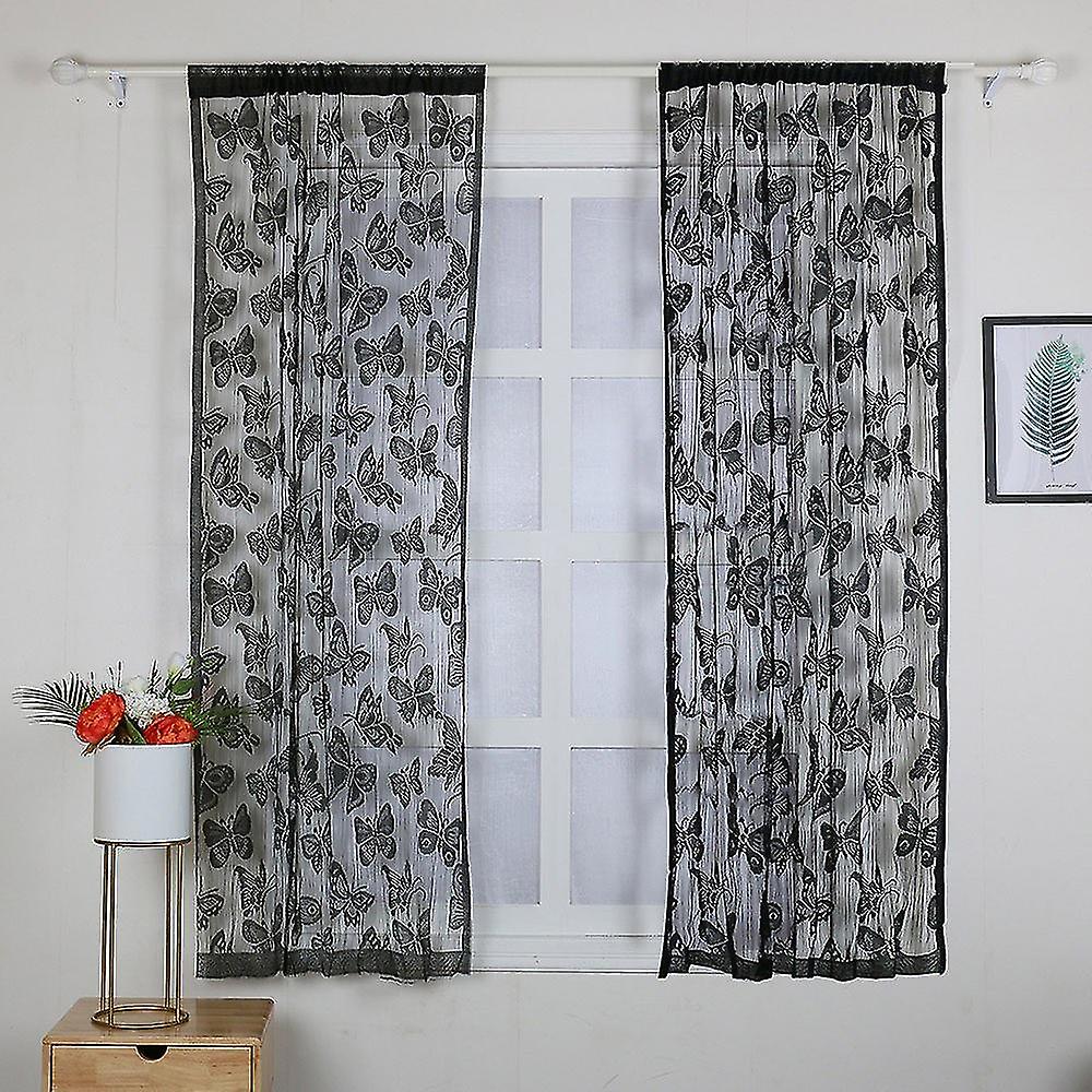 2pcs Pattern Decor Window Curtain