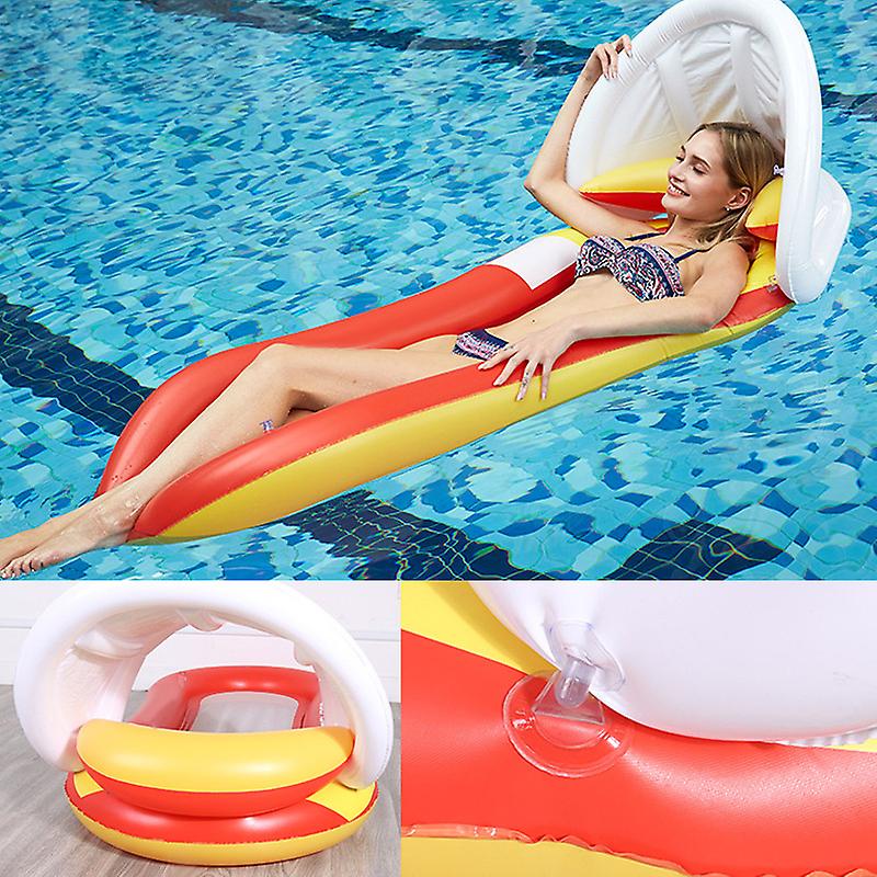 Inflatable Pool Float with Canopy Hammock Floating Bed Lounge Chair Drifter Swimming Pool Beach with
