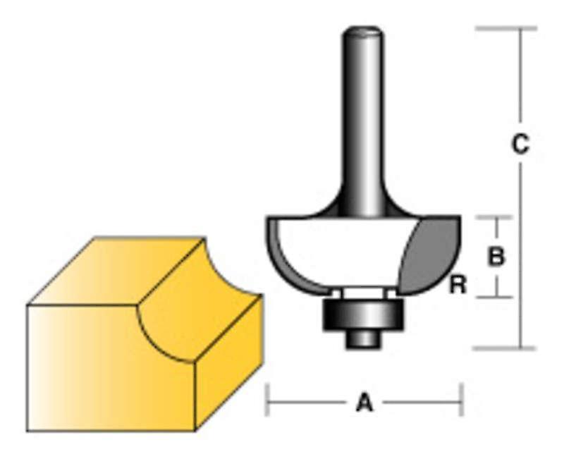 CARBITOOL COVE ROUTER BIT 1/4" W/BEARING 1/2" SHANK