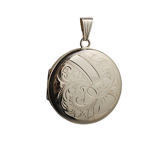 9ct Gold 29mm hand engraved round Locket